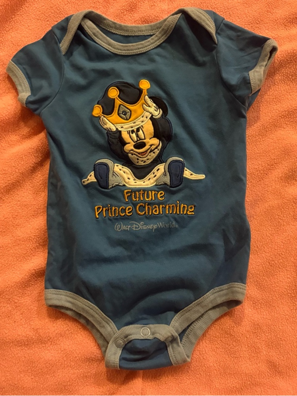 Future Prince Charming MickeyMouse Blue 12M BabyBoy Bodysuit 1 Piece Disneyland